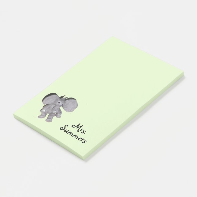 Post-it Note - Baby Elephant and Name (Angled)