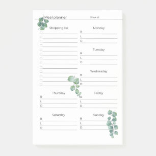 Post it Notes 4"x6" Weekly Meal Plan/Shop Leaves