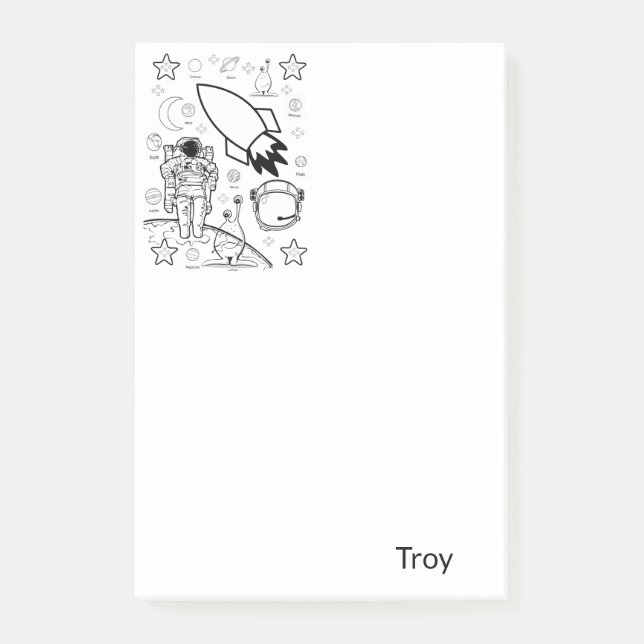 Post-it Notes Colouring Astronauts Aliens (Front)