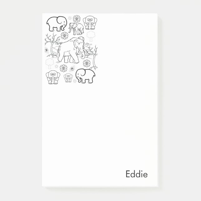 Post-it Notes Colouring Elephants (Front)