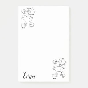 Post-it Notes Colouring Pigs and Lambs