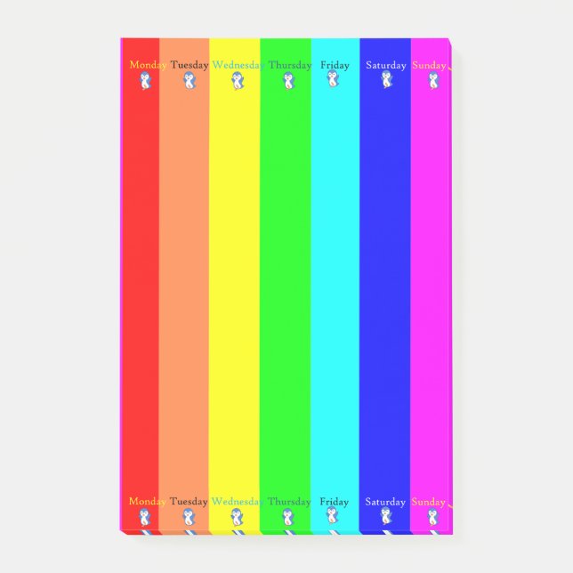 Post-it Notes Days of Week Stripe Penguin (Front)