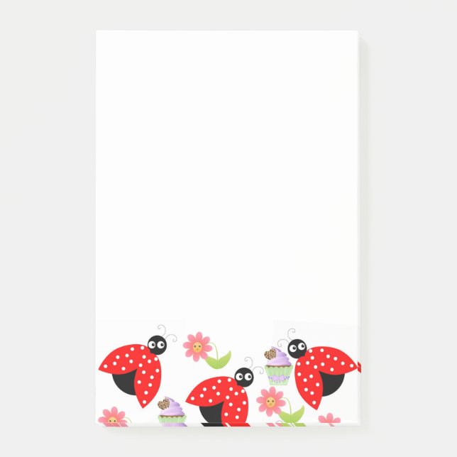 Post-it Notes Ladybug Floral Cupcake (Front)