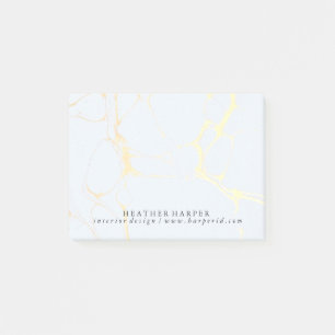 Post It Notes Notepad - Blue & Gold Marble