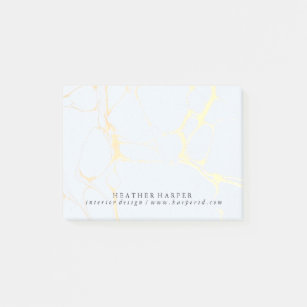 Post It Notes Notepad - Blue & Gold Marble