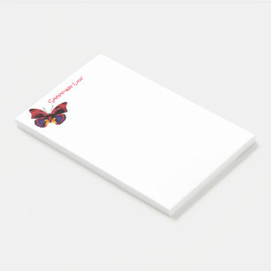 Post It Notes Shopping List Red Butterfly