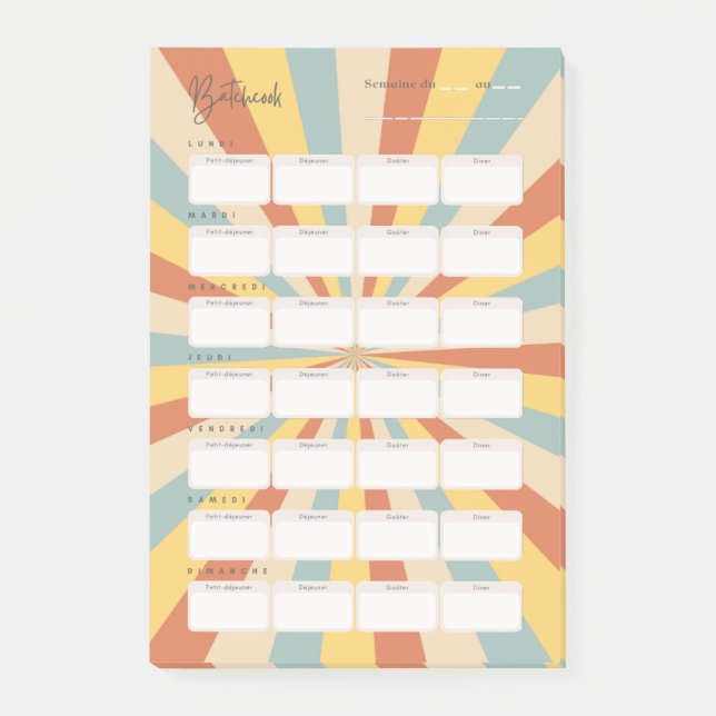 Post-it® Post-It Menu Scheduler Notes (Front)