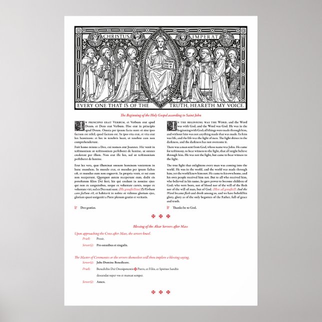 Post-Mass Gospel and Blessing of the Servers poste Poster (Front)