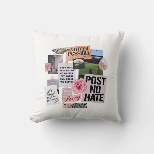 Post No Hate Collage Throw Pillow (Front)