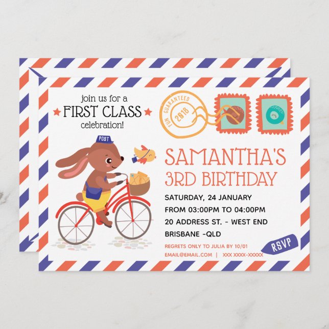 Post Office Birthday Party Invitation (Front/Back)