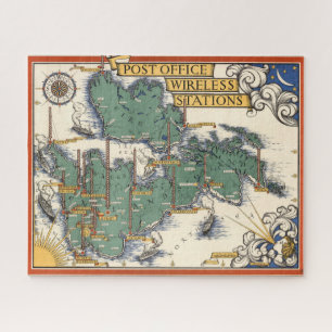 Post Office Wireless Stations Map, Great Britain Jigsaw Puzzle