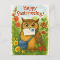 Post Owl Mail Bird Happy Postcrossing Postcard