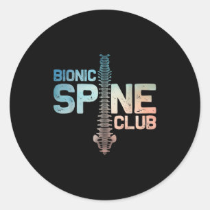 Post Spine Surgery Art For Men Women Bionic Spine Classic Round Sticker