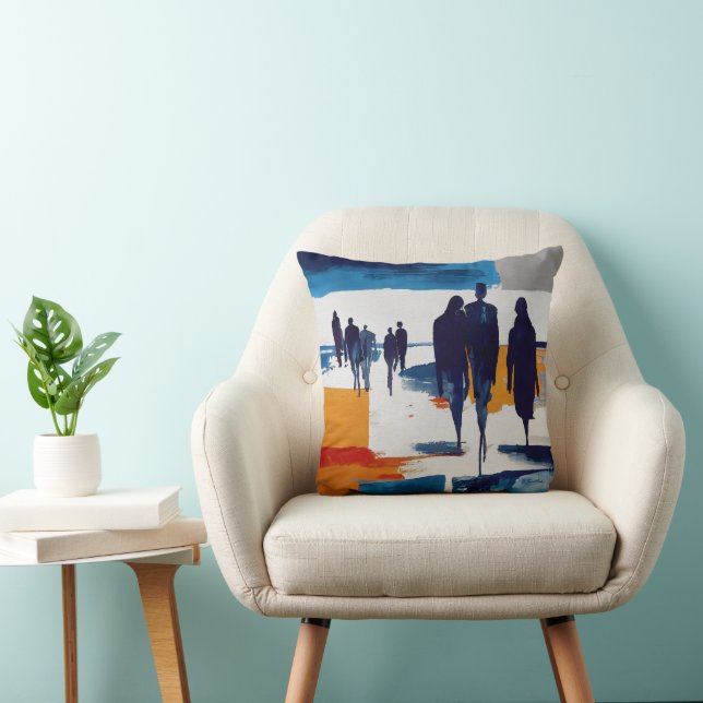 Post-Storm Wanderers – Abstract Figures Cushion (Chair)