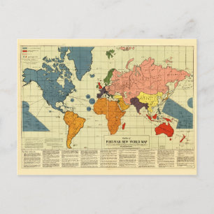 Post War World Map (1942) Postcard