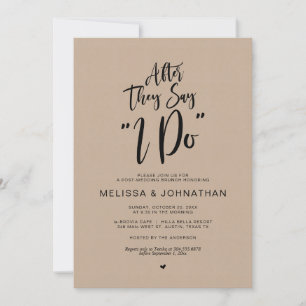 Post wedding, after they say i do, Rustic Kraft Invitation
