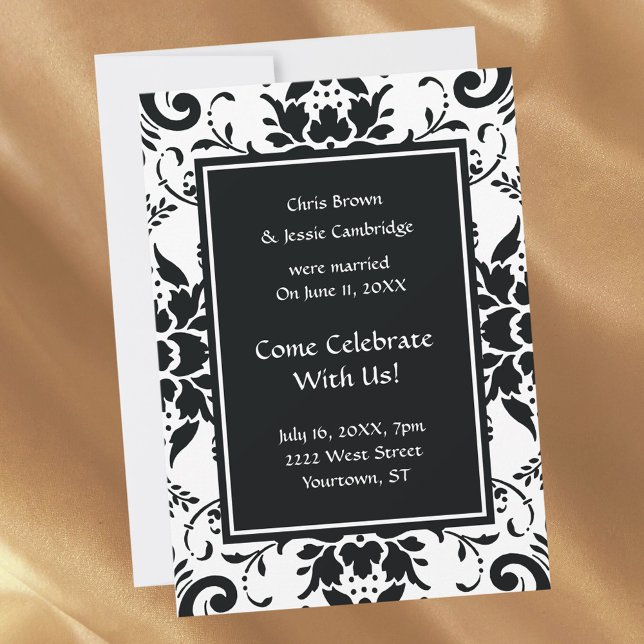 Post wedding announcement party invitation damask (Creator Uploaded)