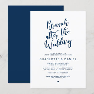 Post wedding, Brunch after wedding, Navy Blue Invitation