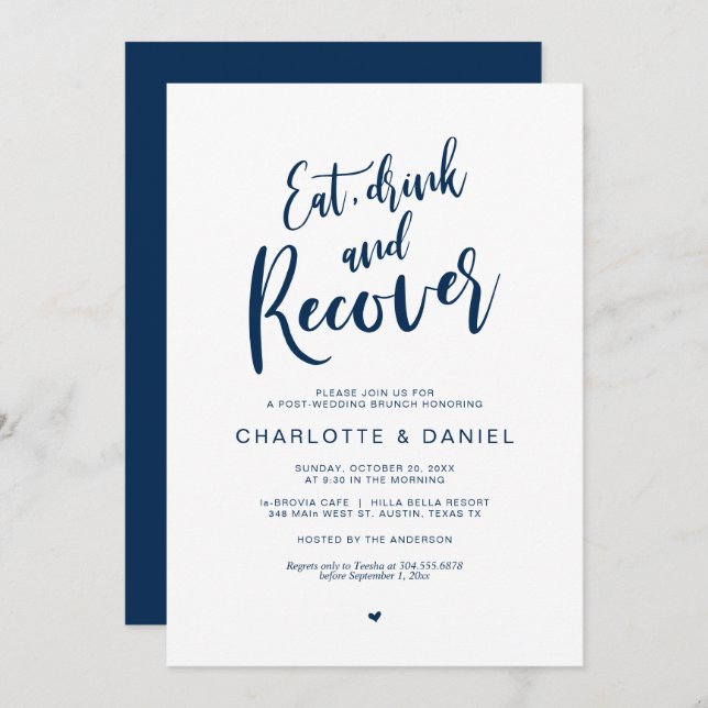 Post wedding Brunch, Eat, Drink and Recover Invitation (Front/Back)