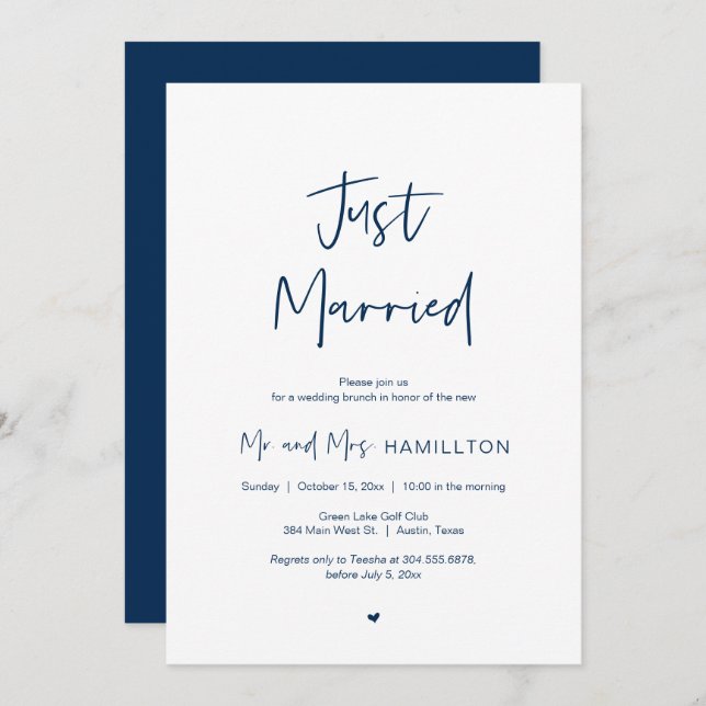Post wedding Brunch, Just Married Invitation (Front/Back)