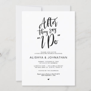 Post Wedding Brunch, Rustic Black Script Invitation