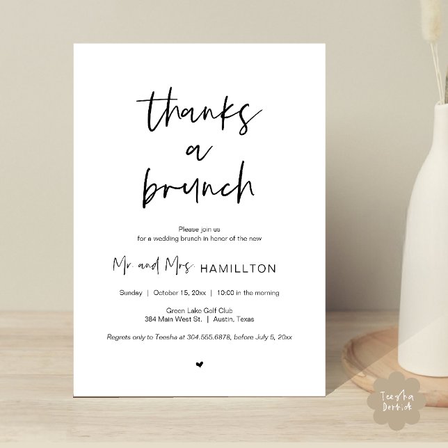 Post wedding Brunch, Thanks a Brunch Invitation (Post wedding Brunch, Thanks a Brunch Invitation card PDF in Black White)