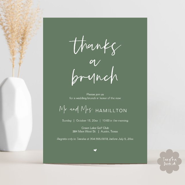 Post wedding Brunch, Thanks a Brunch Invitation (Post wedding Brunch, Thanks a Brunch Invitation card PDF in Sage Green)