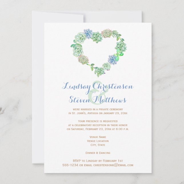 Post Wedding Invitation | Succulents & Sand (Front)