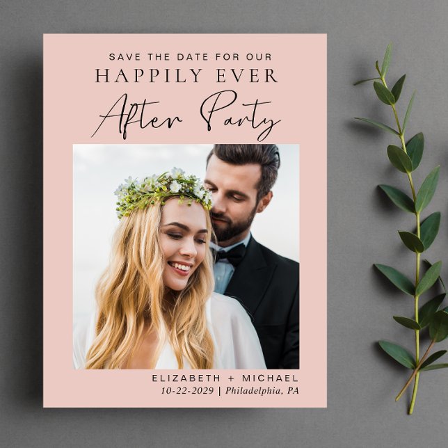 Post Wedding Reception Blush Pink Save The Date Announcement Postcard (Creator Uploaded)