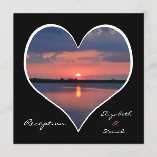 Post Wedding Reception Invitation - Heart Sunset