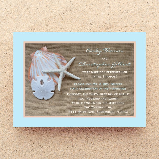 Post Wedding Reception Invitations - Beach Burlap (Creator Uploaded)