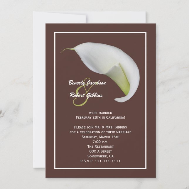 Post Wedding Reception Invitations Chocolate Brown (Front)