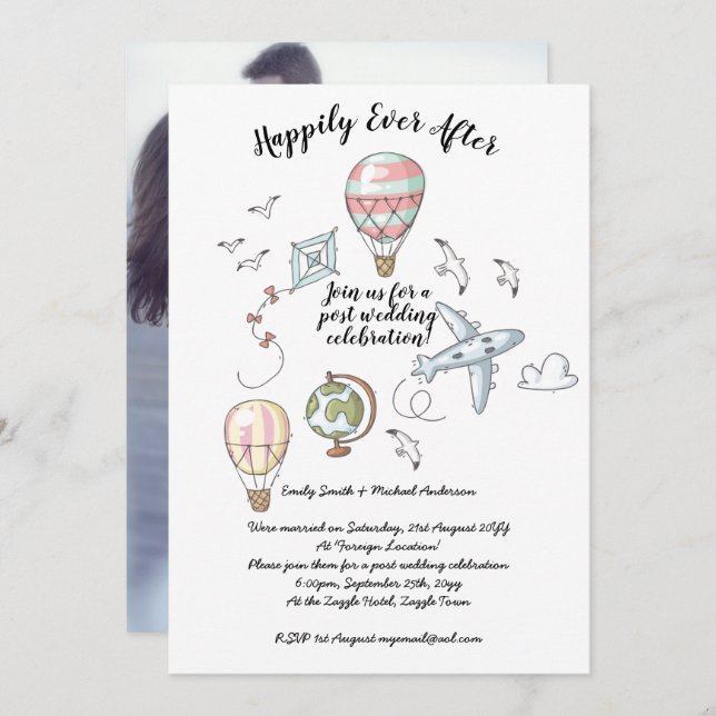 Post Wedding Reception Invites - Happily Everafter (Front/Back)