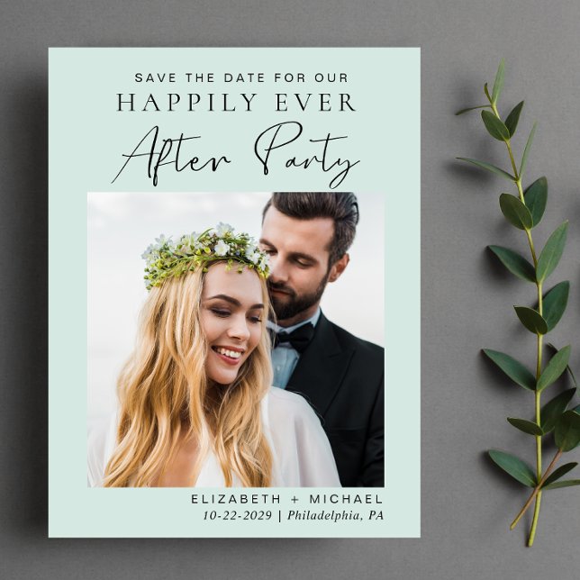 Post Wedding Reception Mint Save the Date Announcement Postcard (Creator Uploaded)