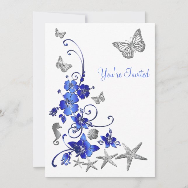 Post Wedding Reception Tropical Beach Theme Invite (Front)