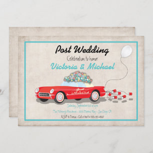 Post Wedding Retro Car Just Married Invitation