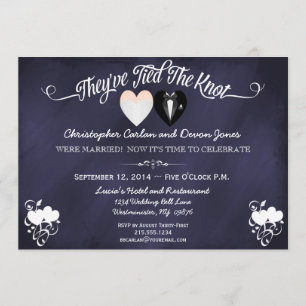 Post Wedding Trendy Blue Chalkboard Invitation