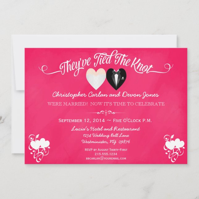 Post Wedding Trendy Pink Chalkboard Invitation (Front)