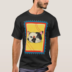 Postage Stamp Spotty Cute Cat T-Shirt