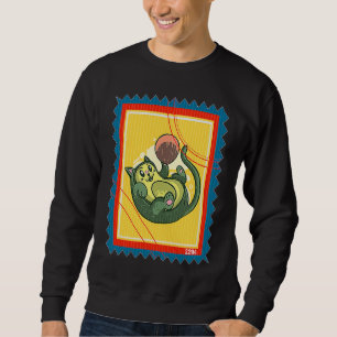 Postage Stamp Vegetable Cat Avocado Sweatshirt