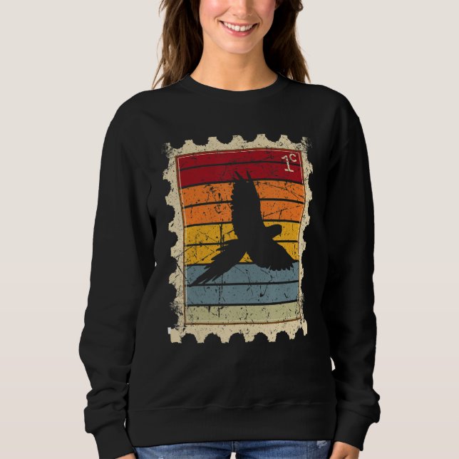 Postage Stamp With A Sunset Ara Parrot Sweatshirt (Front)