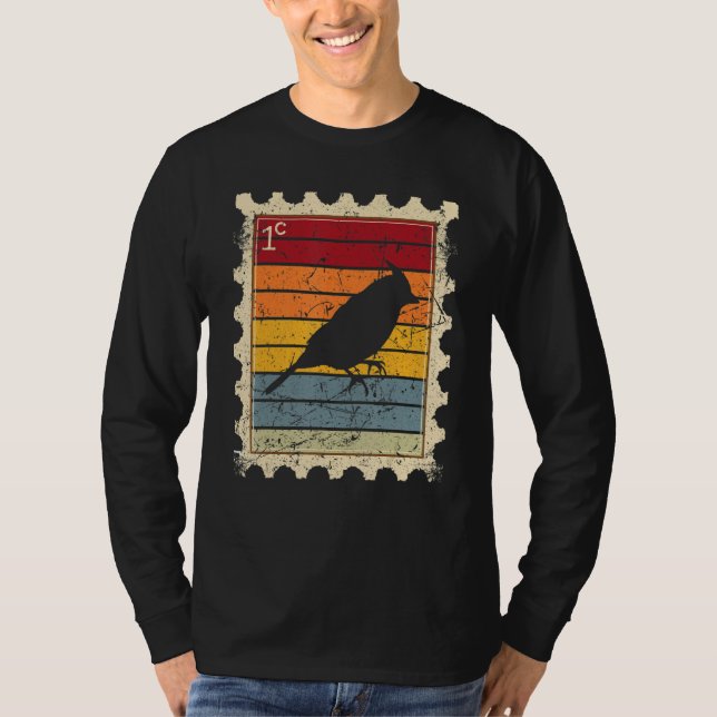 Postage Stamp With A Sunset Bird T-Shirt (Front)