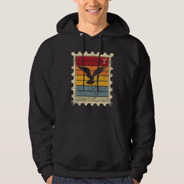 Postage Stamp With A Sunset Eagle Hoodie (Front)