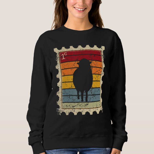 Postage Stamp With A Sunset Sheep Sweatshirt (Front)