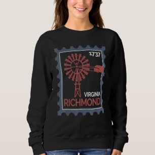 Postage Stamp With An Old Wind Turbine In Richmond Sweatshirt
