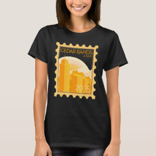 Postage Stamp With Sunset In Cedar Rapids T-Shirt