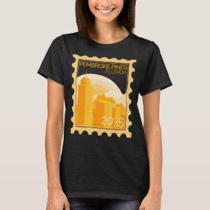 Postage Stamp With Sunset In Pembroke Pines T-Shirt