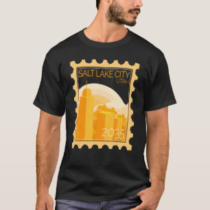 Postage Stamp With Sunset In Salt Lake City T-Shirt