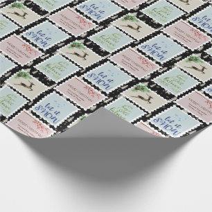 Postage Stamps Personalised Christmas Tree Wrapping Paper