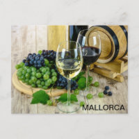 postal bodegón vino y uvas Mallorca